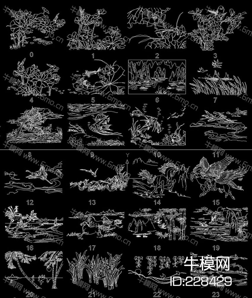 精美雕花雕刻装饰图案CAD图