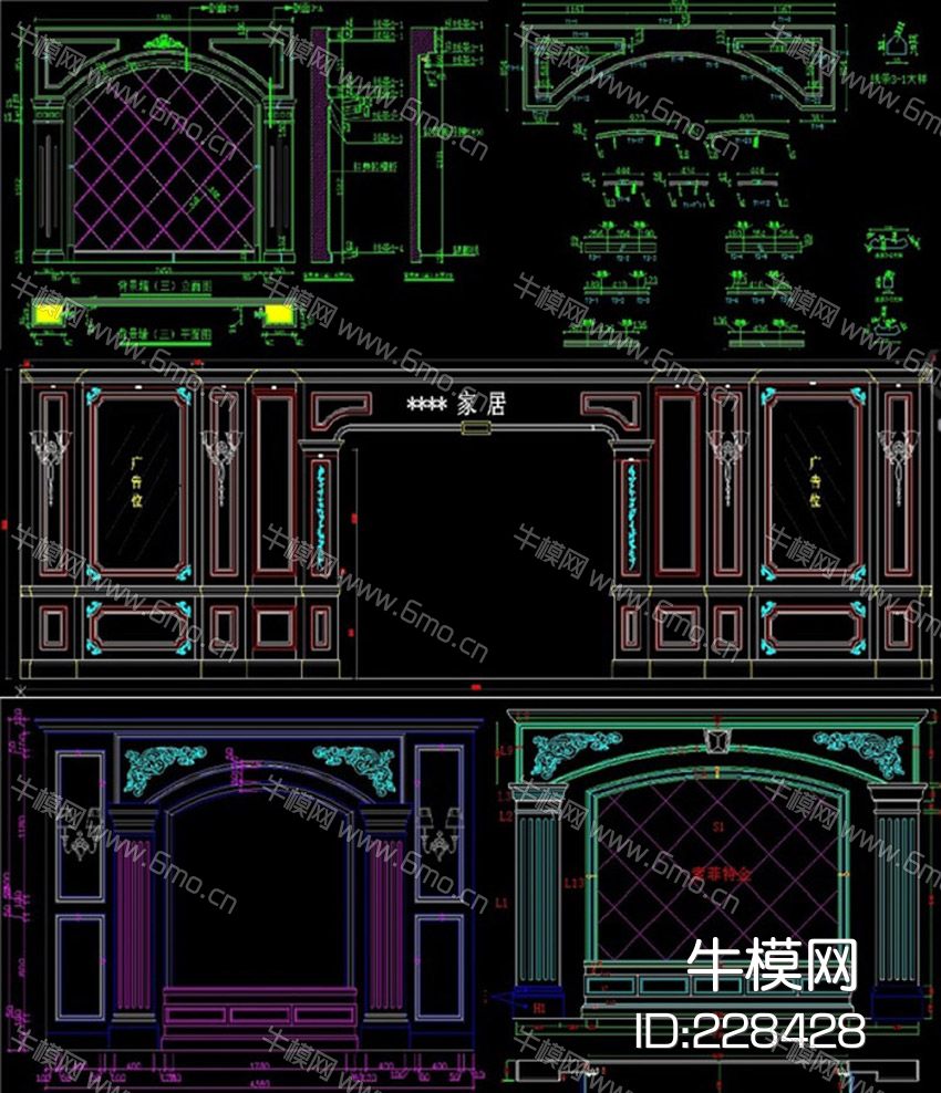 背景墙素材图库CAD