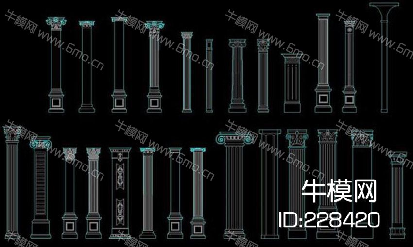 窗户门角线罗马柱壁炉cad