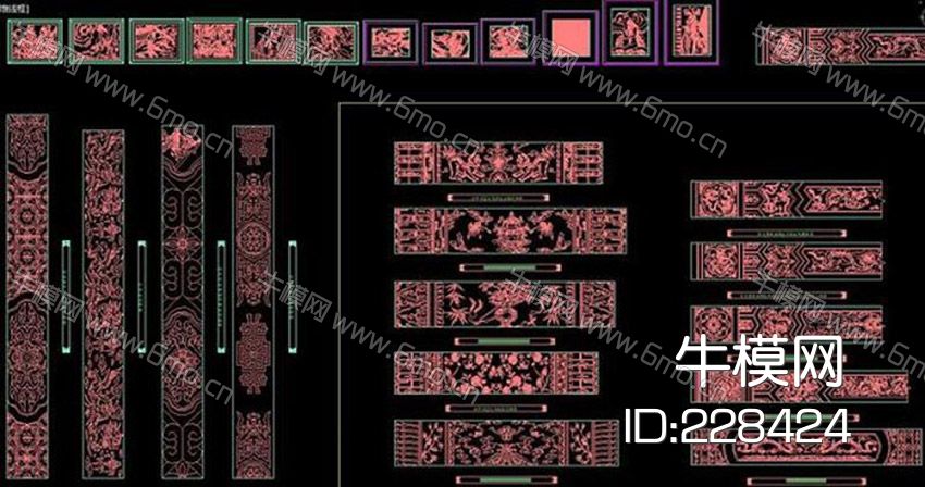 CAD中式花格雕花屏风隔断精品门洞图