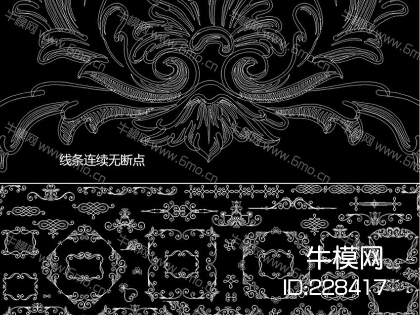 欧式花纹花边CAD雕花图