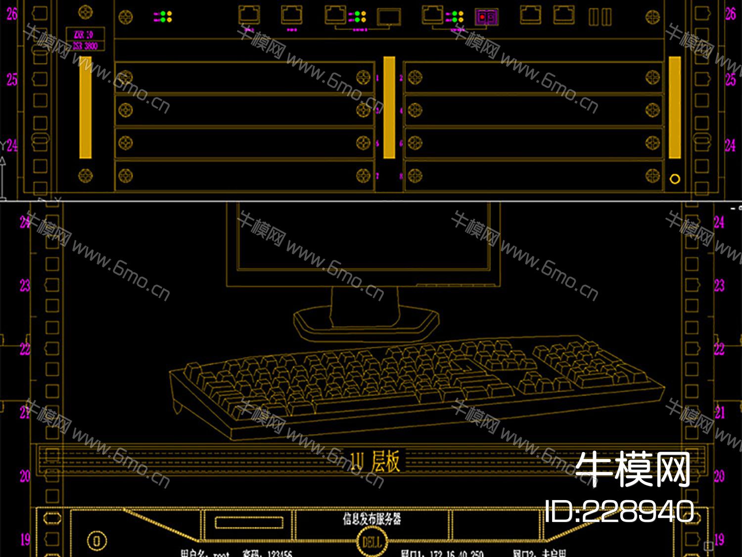 机房及弱电汇聚间机柜布置图立面大样图模板CAD