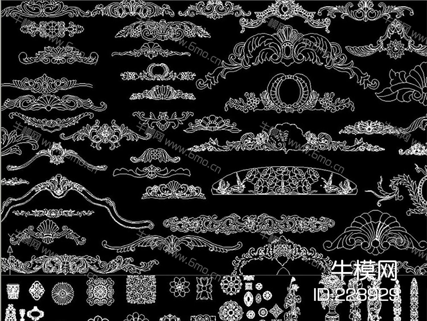 欧式花纹中式雕刻角花洋花贴花CAD