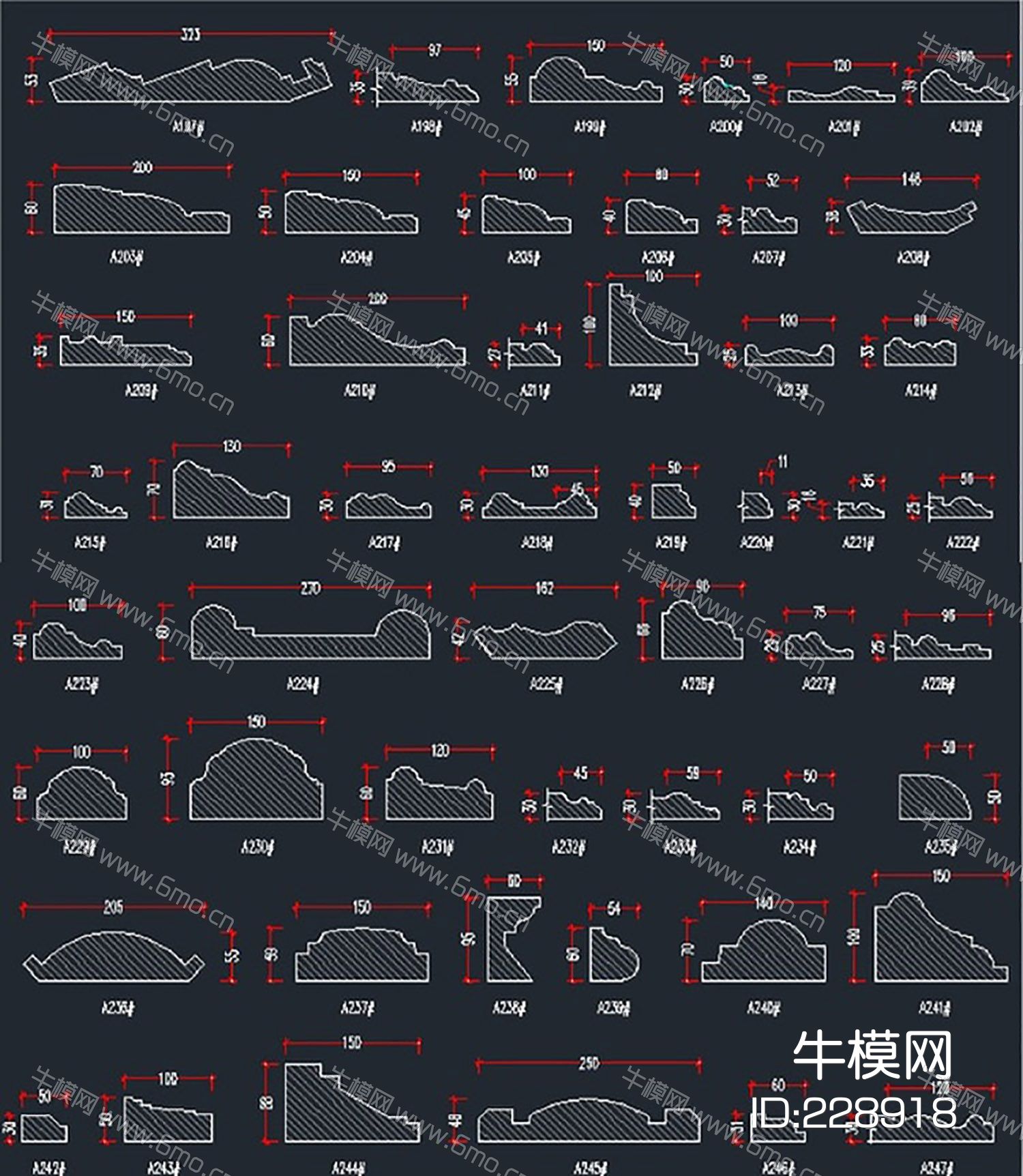 石材线型素材CAD图