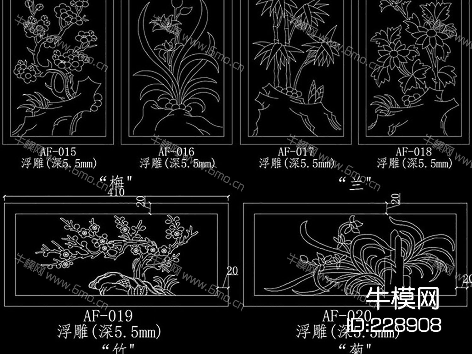 欧式中式各类雕花CAD标准图