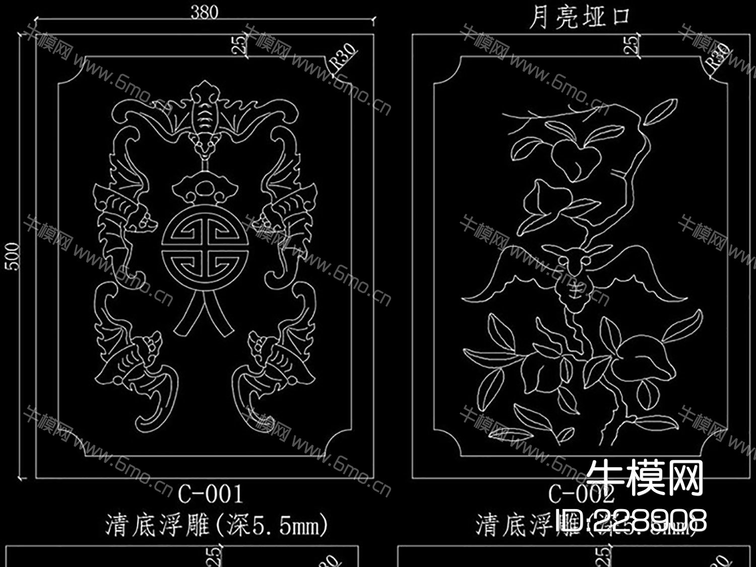 欧式中式各类雕花CAD标准图