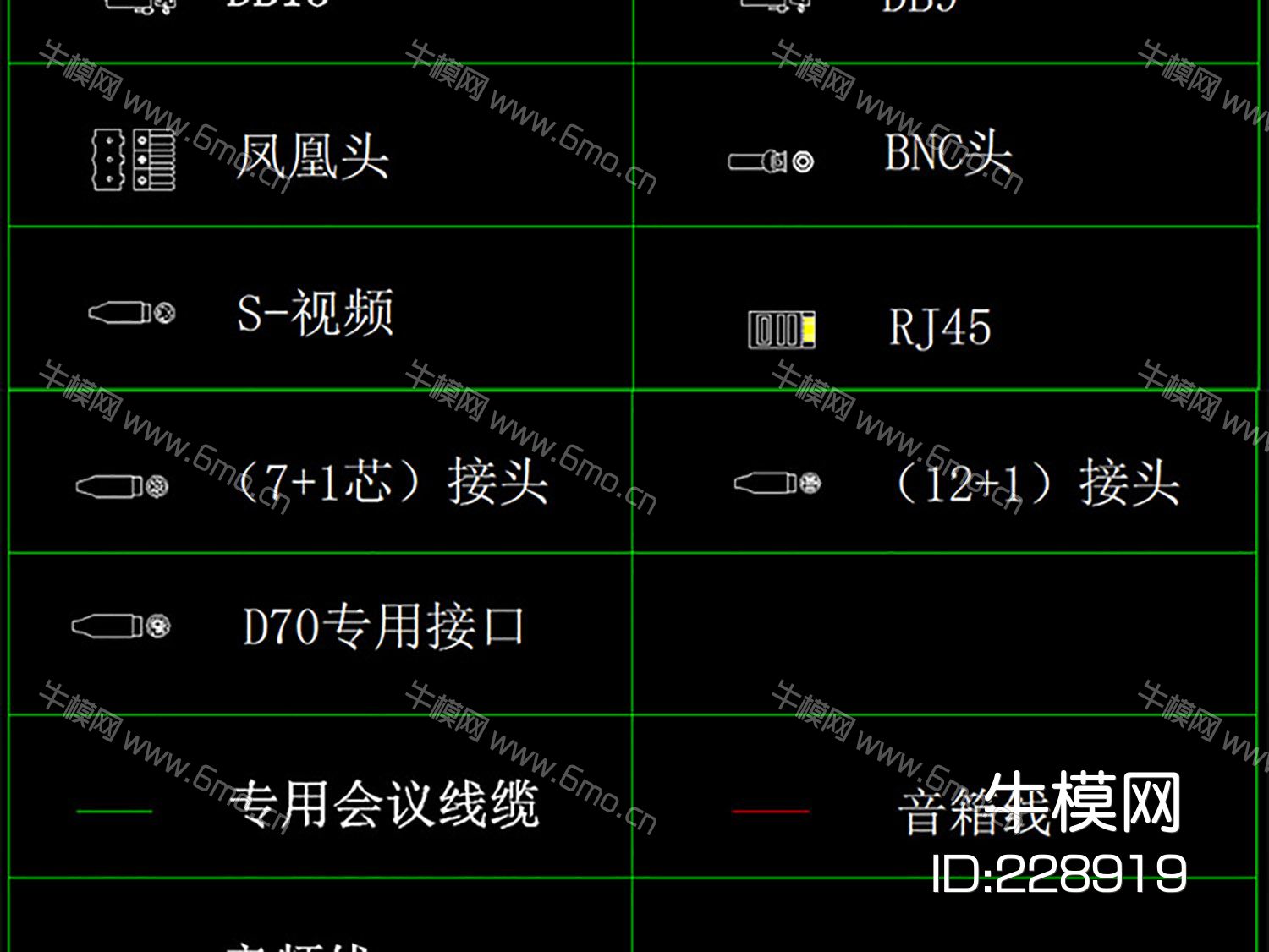2会议音响灯光器材CAD图库图块模板