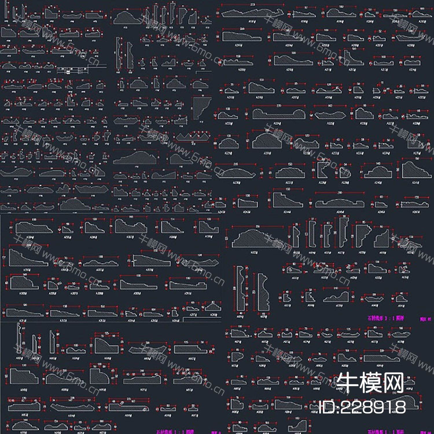 石材线型素材CAD图