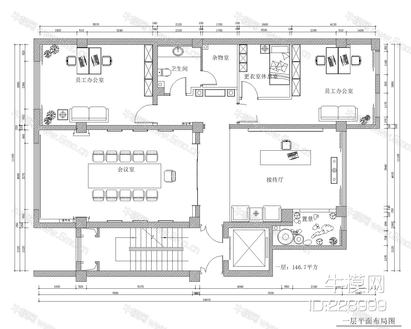 中式办公空间|CAD施工图+效果图