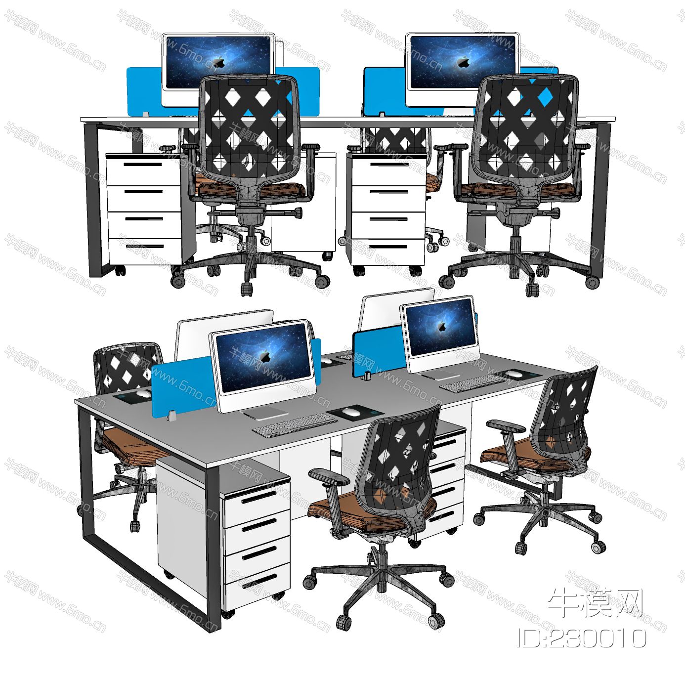 现代办公桌椅，办公桌，办公椅，桌上屏，员工位，工位，职员桌，职员椅，条桌