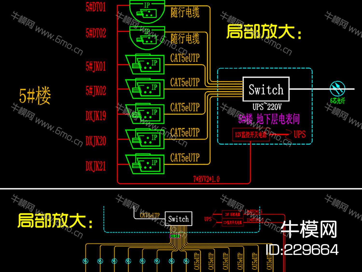 网络监控系统图模板素材CAD弱电智能化
