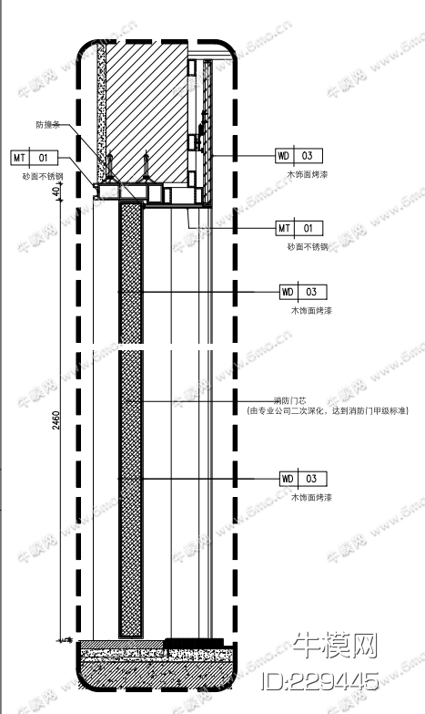 木制消防门大样图详图