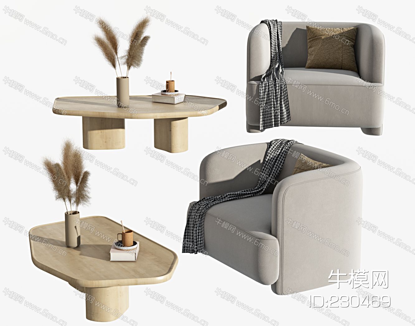 日式沙发茶几组合，简约沙发，茶几，木质茶几，边几，单人沙发，休闲椅，沙发