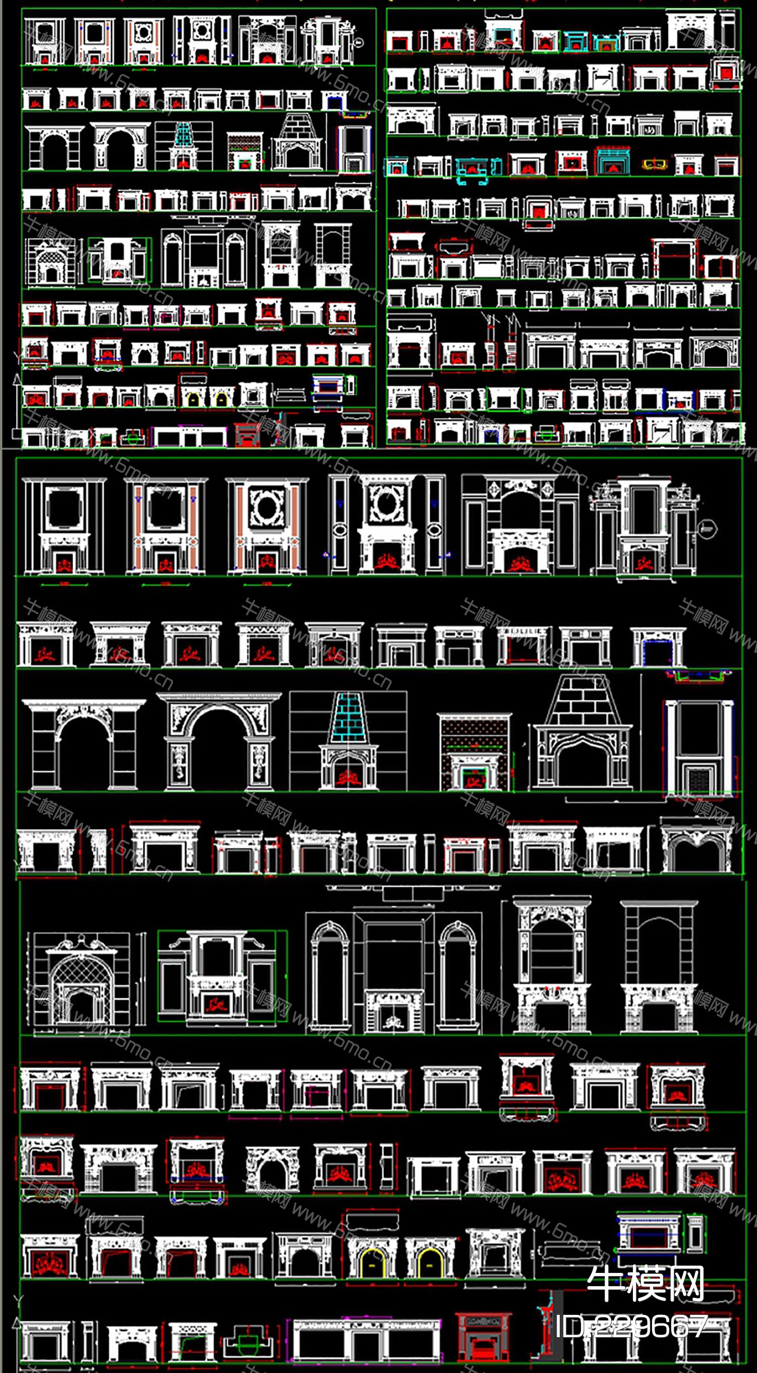 壁炉素材图集cad