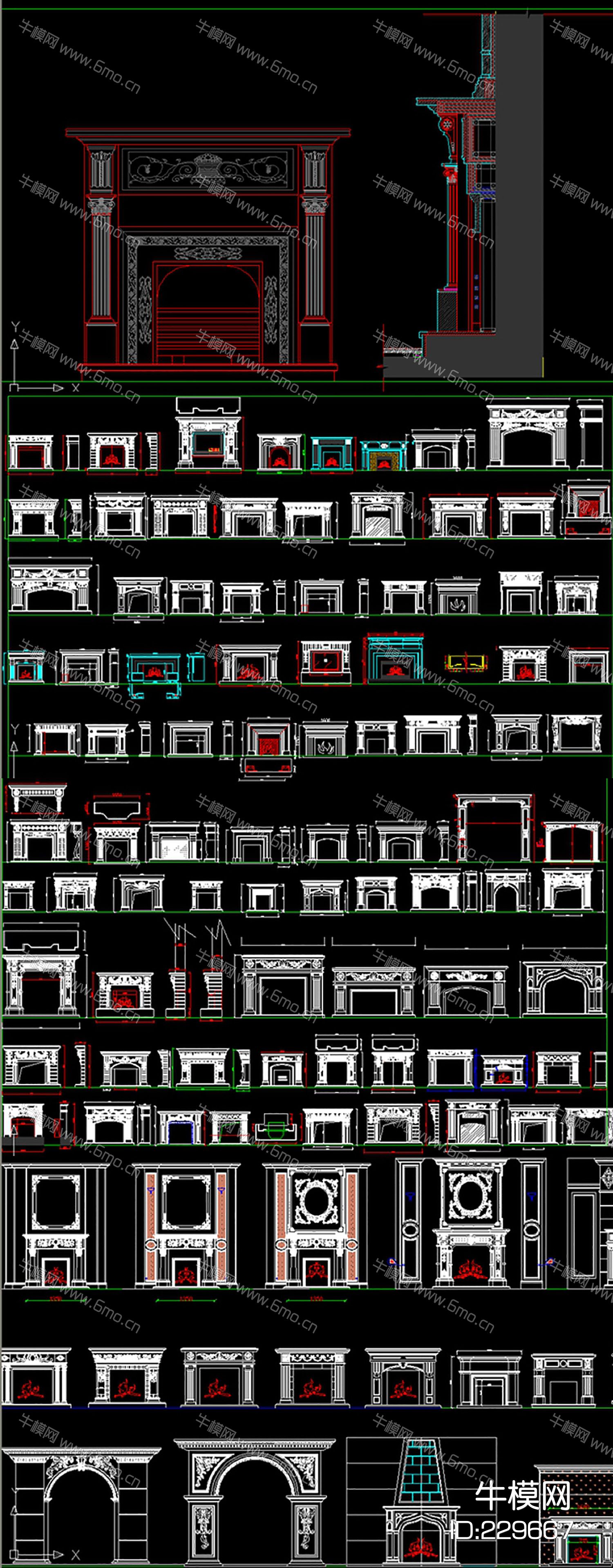 壁炉素材图集cad
