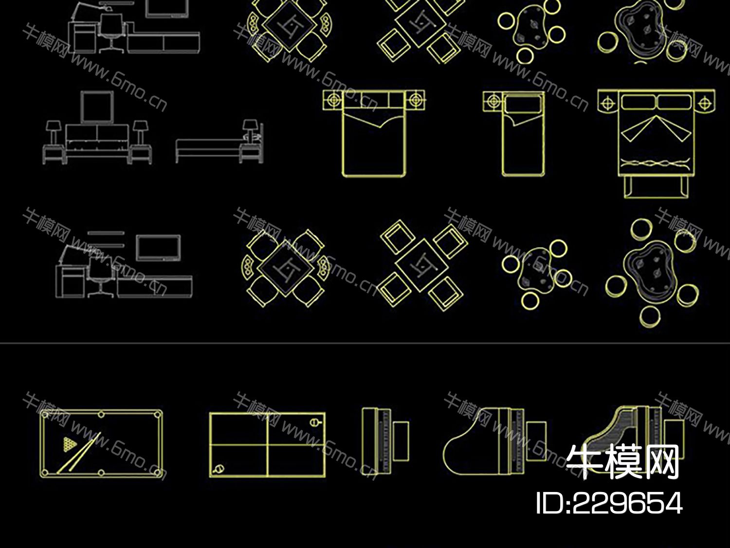 室内设计沙发办公室具工装CAD平面素材图块