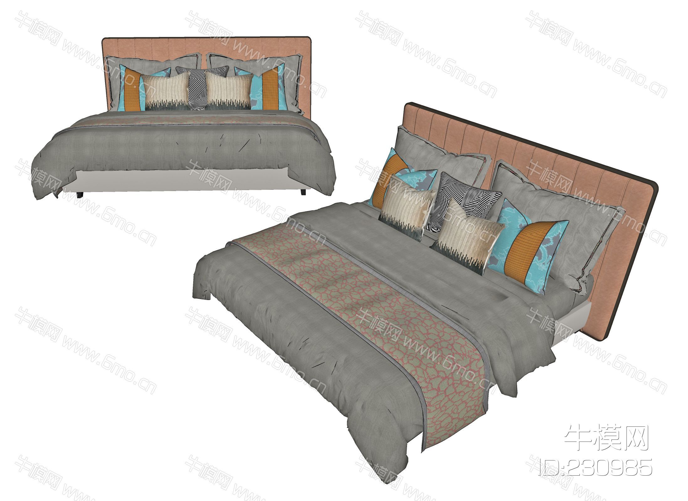 新中式双人床，主卧床，床品，床上摆件，抱枕，被子，床，现代双人床，现代床