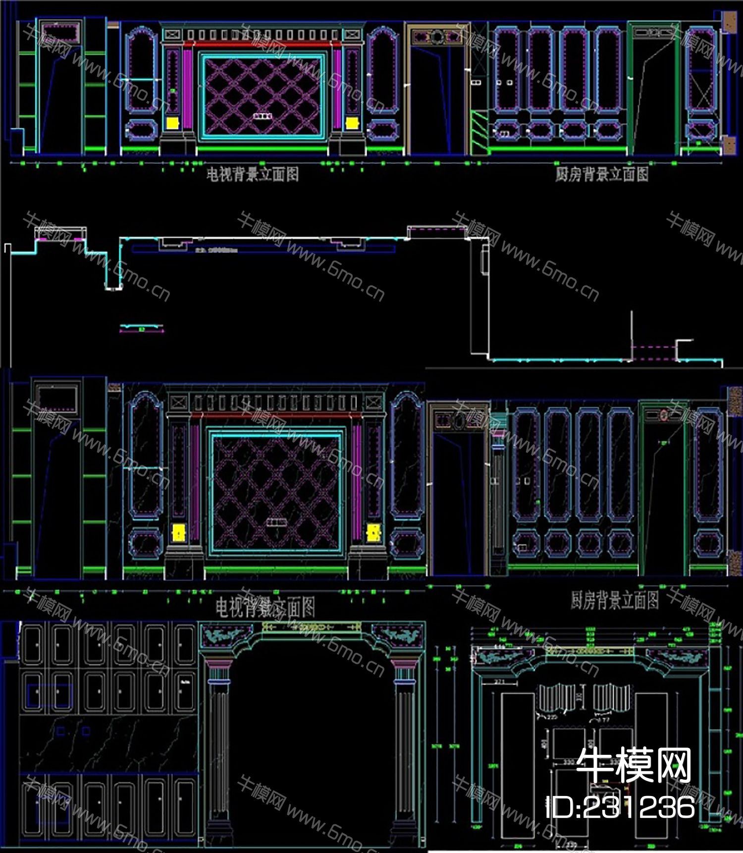 石材背景墙石材线条素材设计CAD设计素材