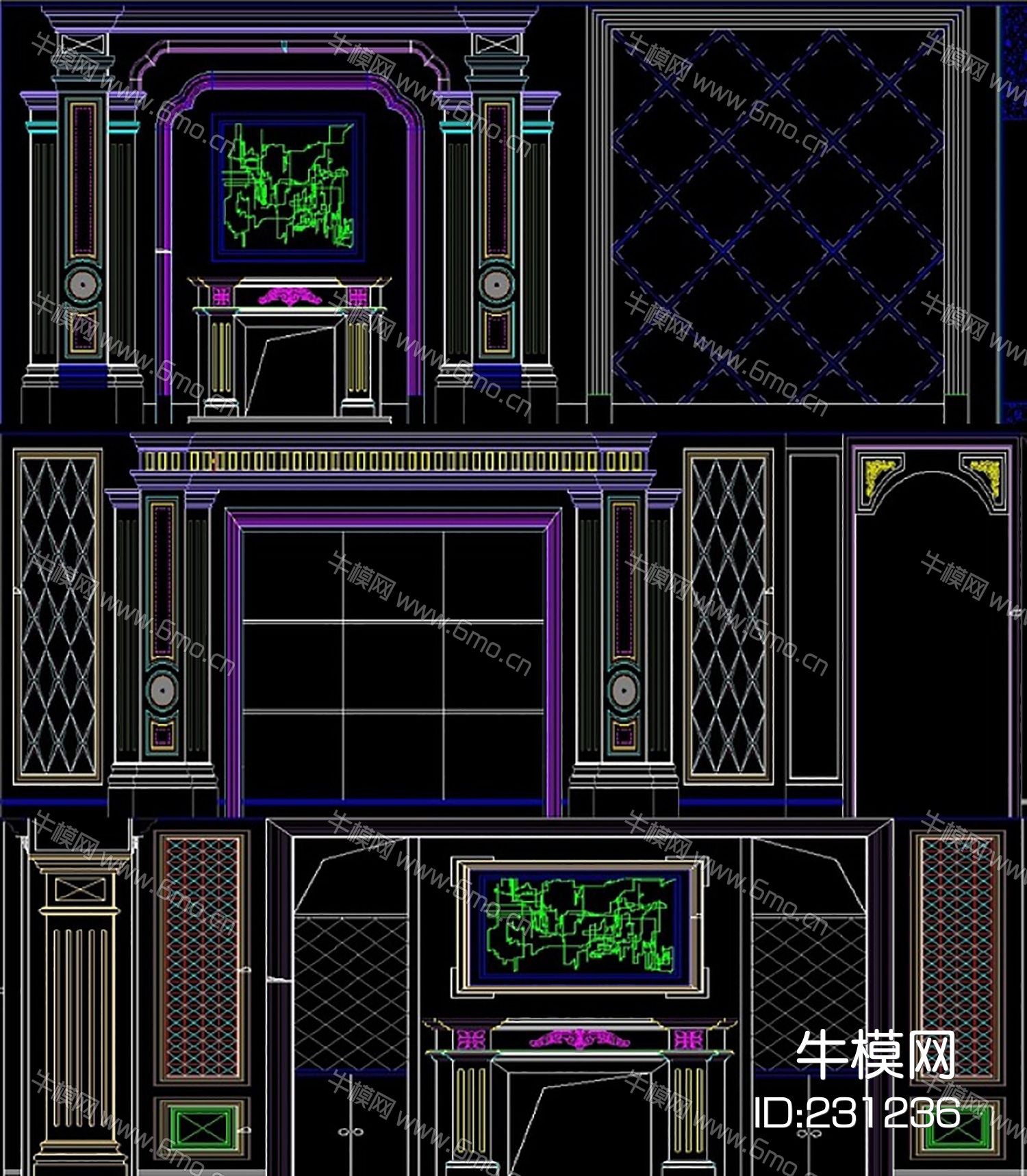 石材背景墙石材线条素材设计CAD设计素材