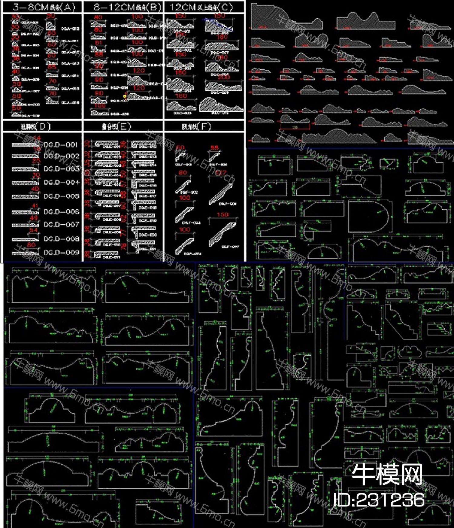 石材背景墙石材线条素材设计CAD设计素材