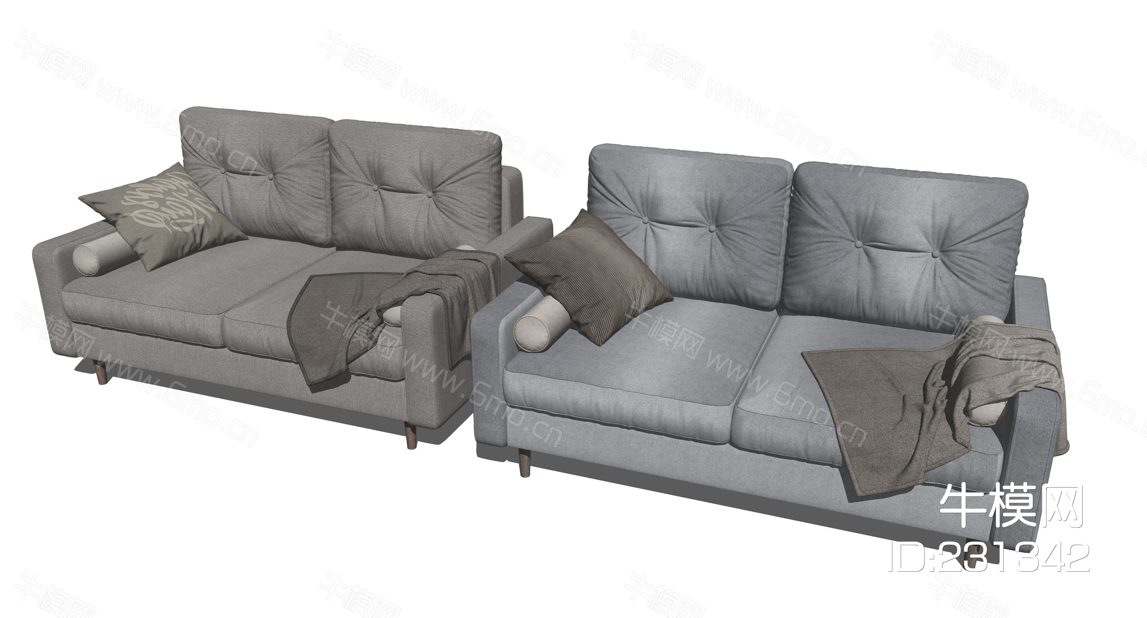 现代布艺双人沙发