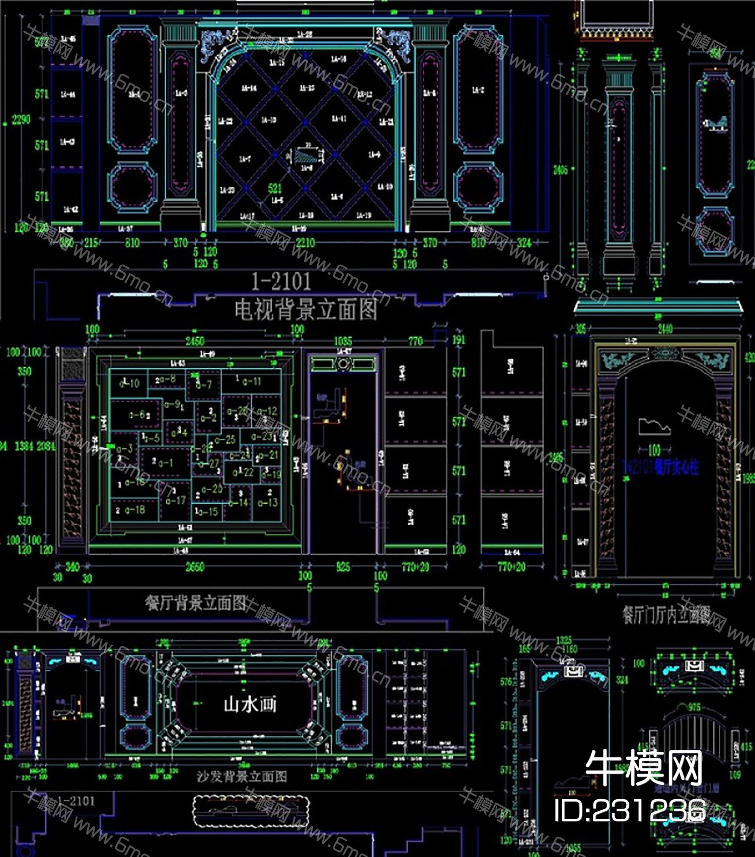 石材背景墙石材线条素材设计CAD设计素材