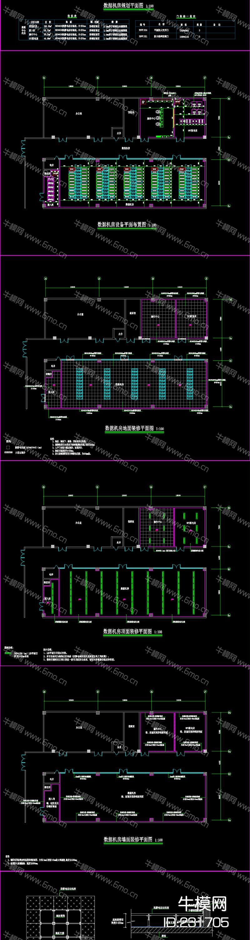 数据中心机房全套设计施工图CAD素材图