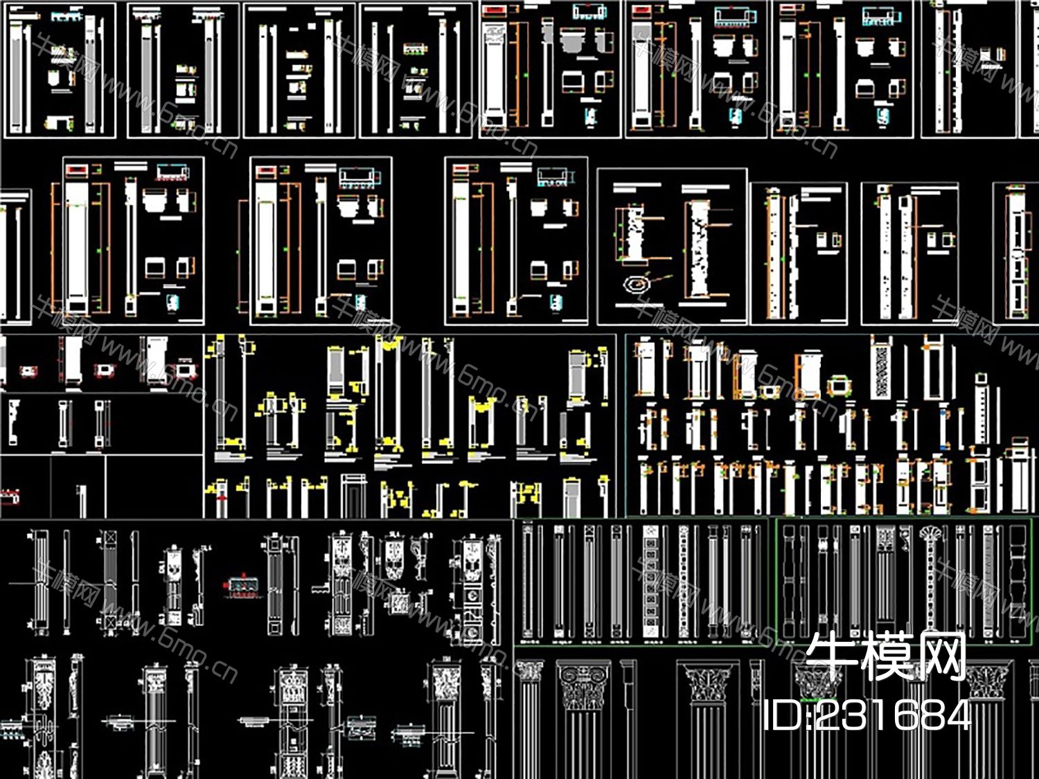 罗马柱CAD图库CAD素材图