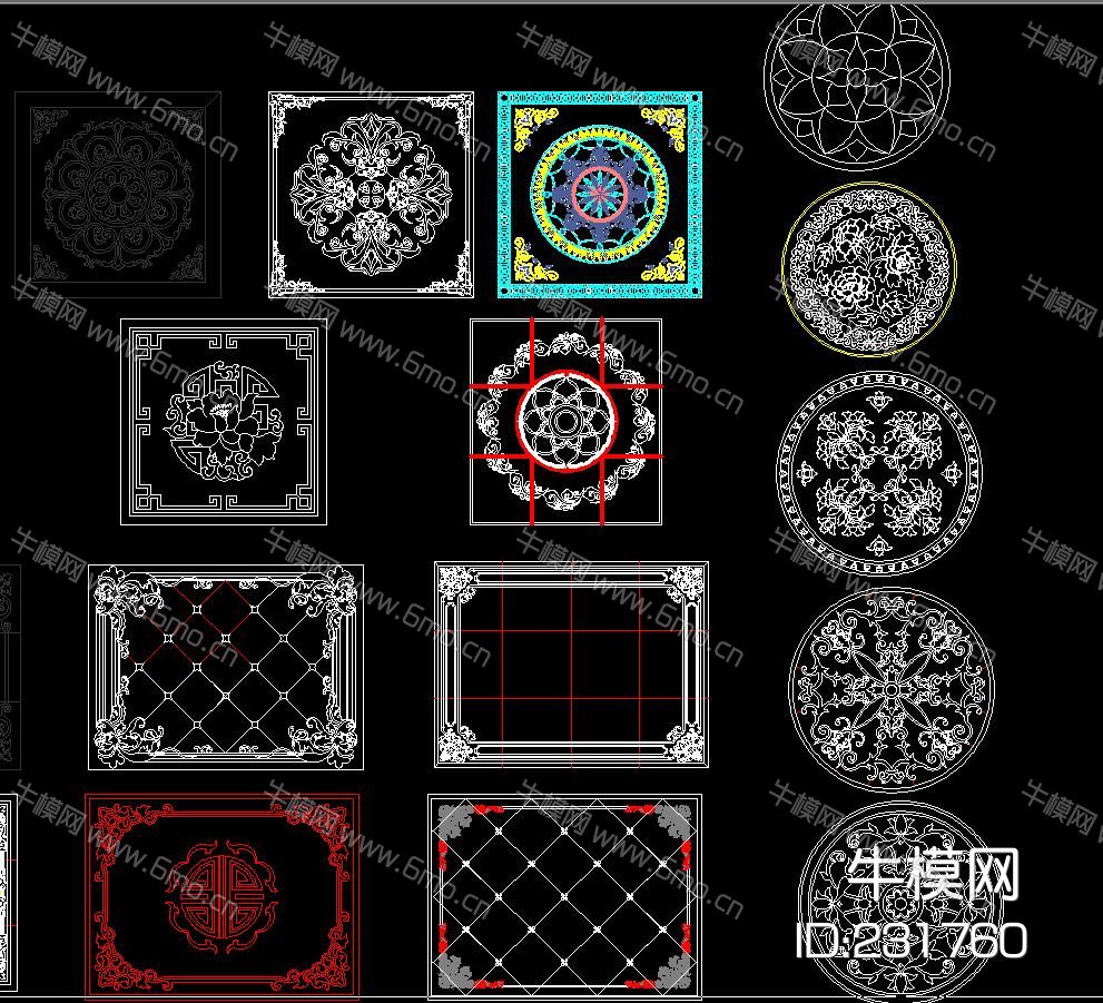 精品水刀拼花CAD图集