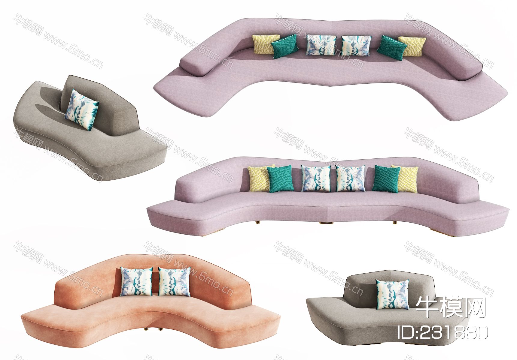 现代异形沙发，休闲沙发，休闲座椅，弧形沙发，拐角沙发，创意沙发，抱枕