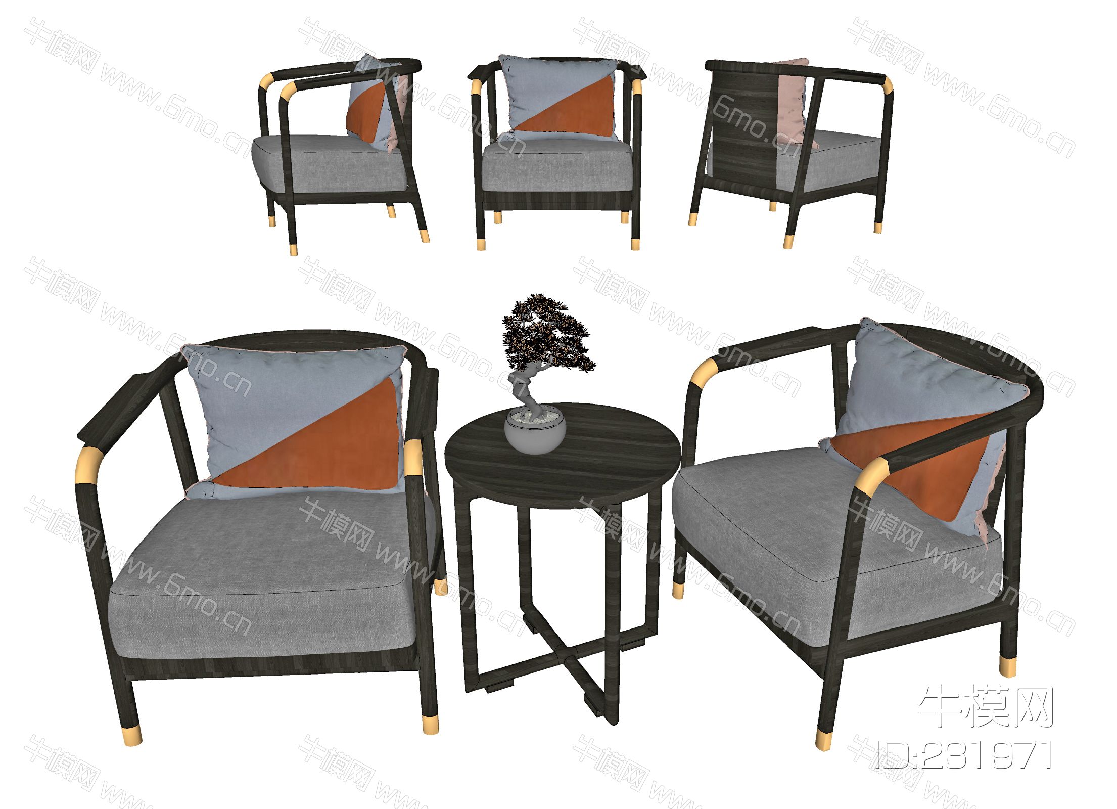 新中式休闲椅，围椅，洽谈椅，茶几，圈椅，接待沙发，接待椅，圆几，实木椅