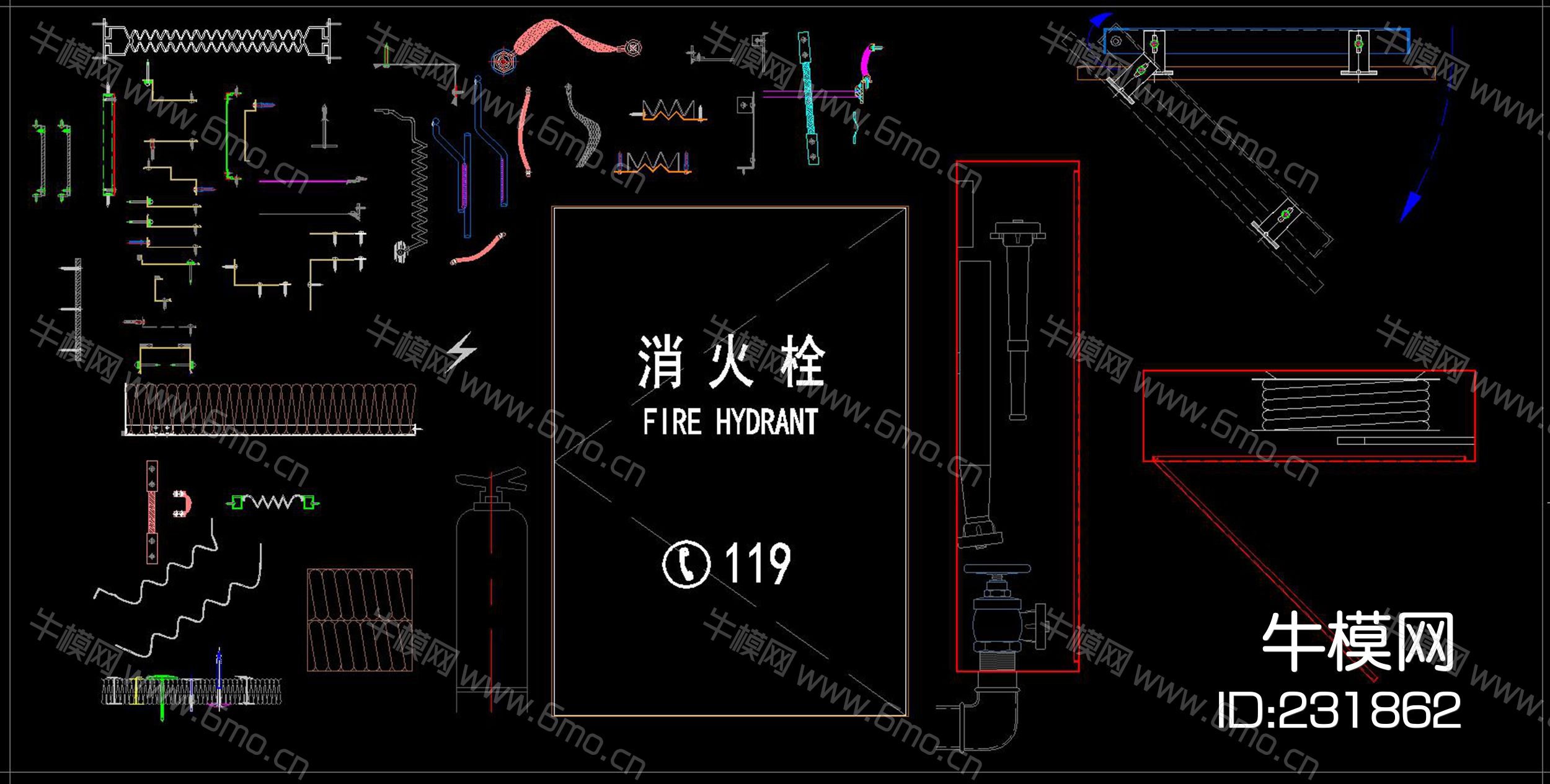 幕墙动态块零件CAD图库