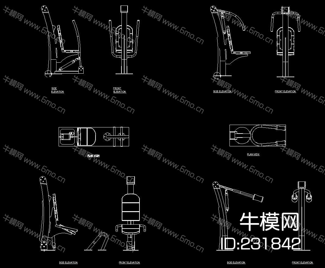 健身器材平立面CAD图库