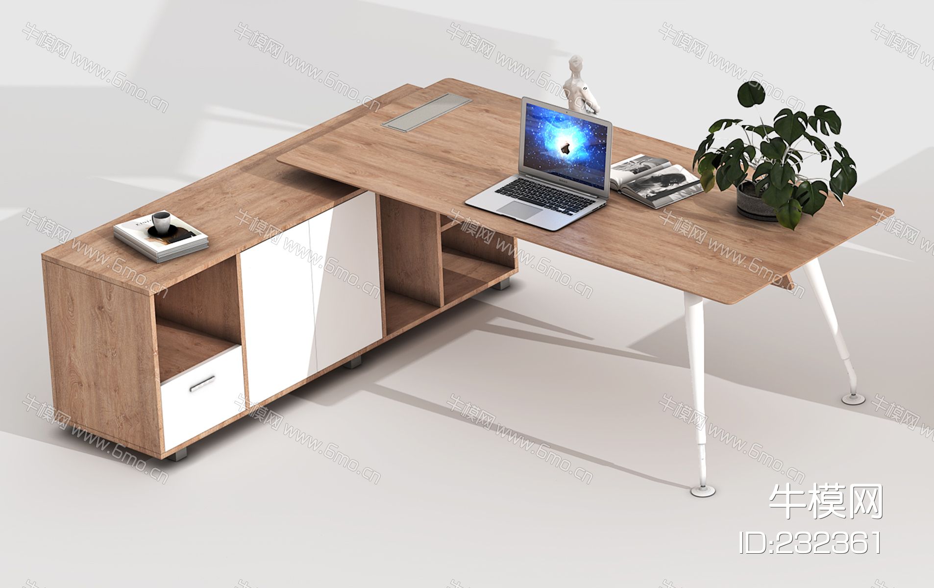 现代办公桌，办公桌，班台，经理桌，主管桌，摆件，电脑，花，书，饰品，书桌