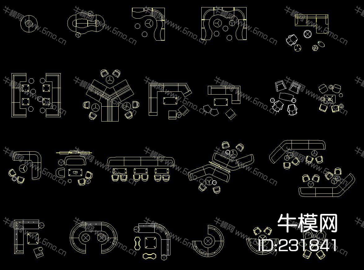 办公家具场景搭配CAD图集