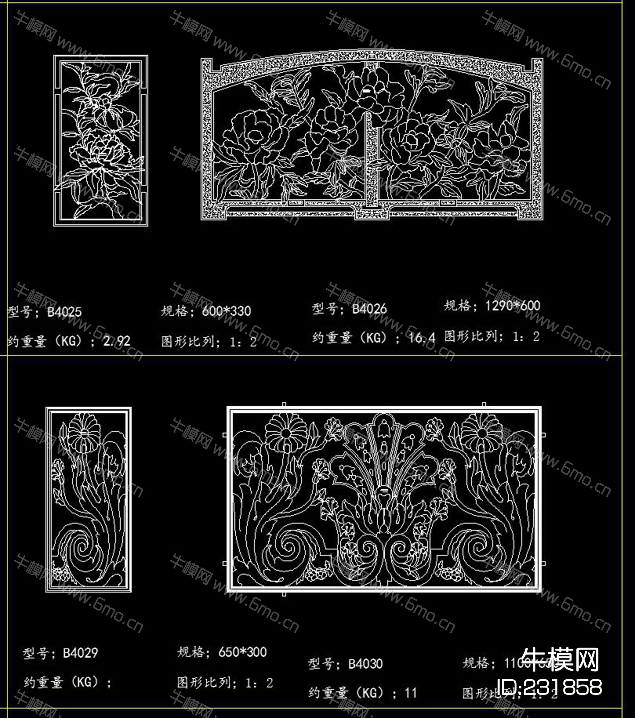 护栏庭院门压铸砂铸花件CAD图库