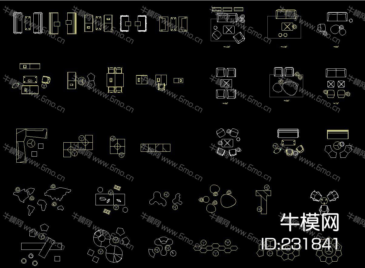 办公家具场景搭配CAD图集