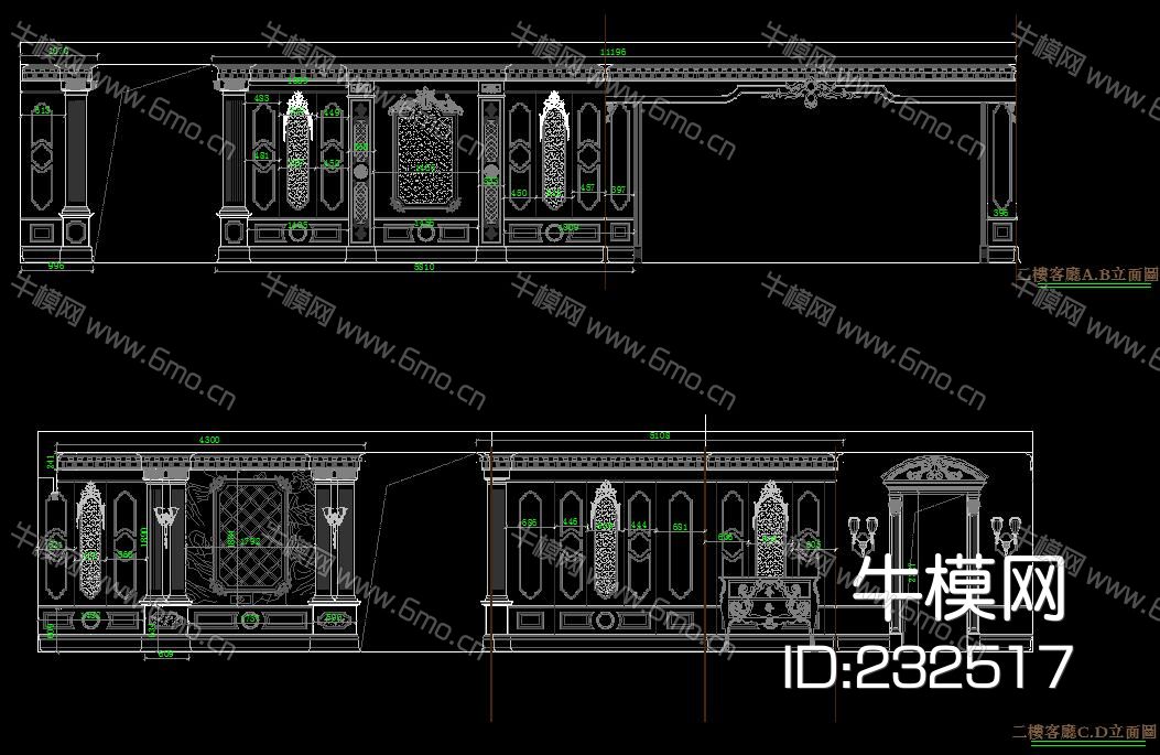 法式别墅墙板展厅 CAD图库