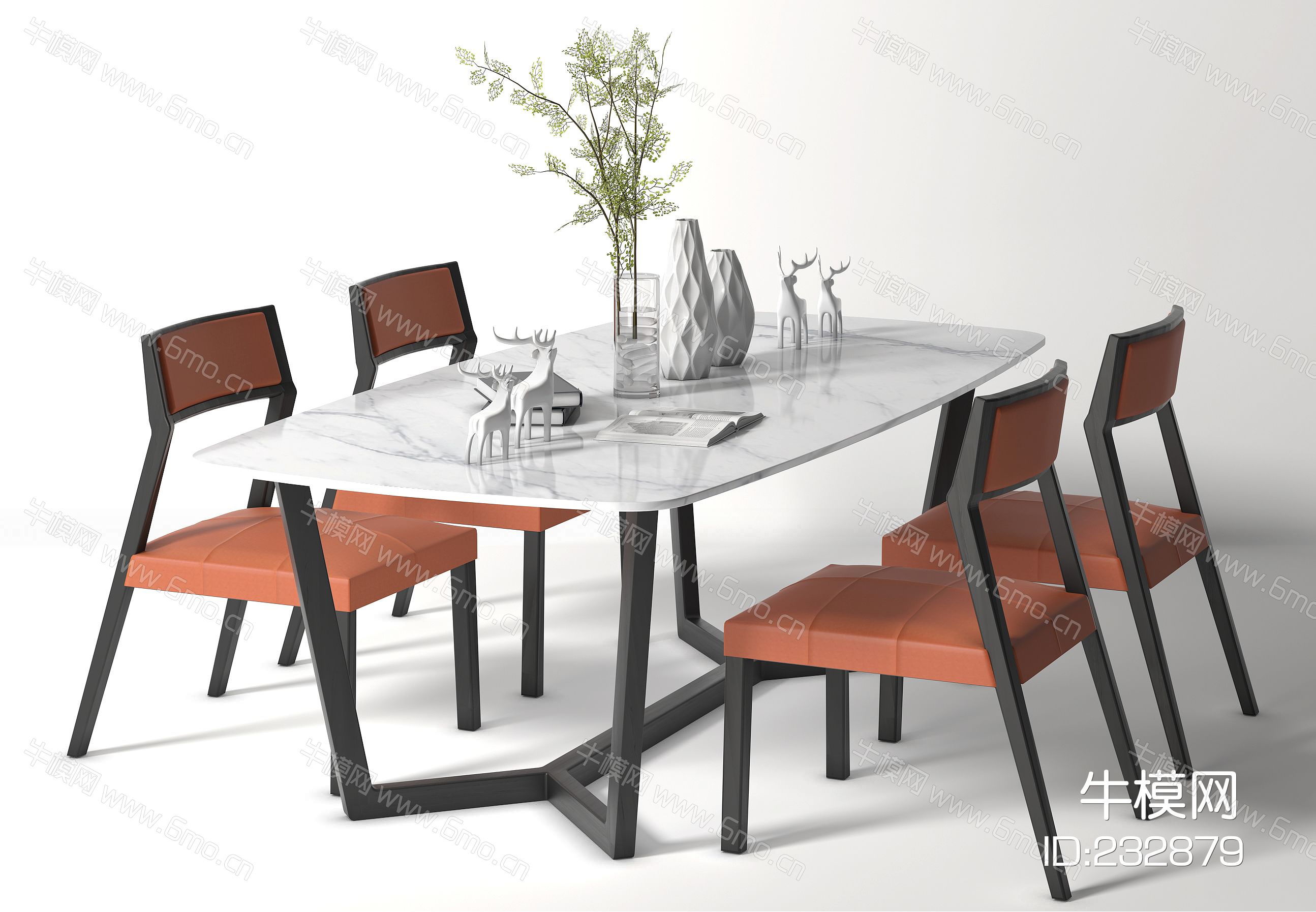 现代餐桌椅，餐桌，餐椅，布艺单椅，饰品，摆件，装饰品，花