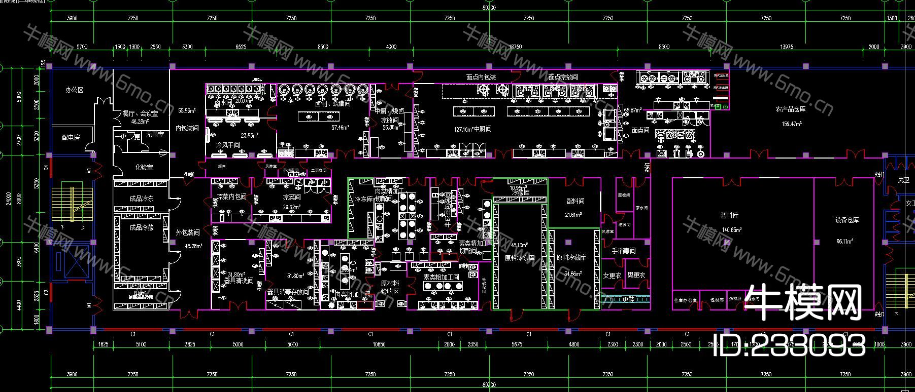 酒店餐厅中央厨房电位图 厨房细节施工CAD图纸