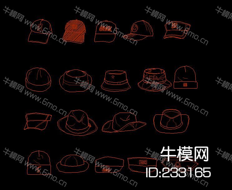 服装衣帽包包等物品CAD模块378款