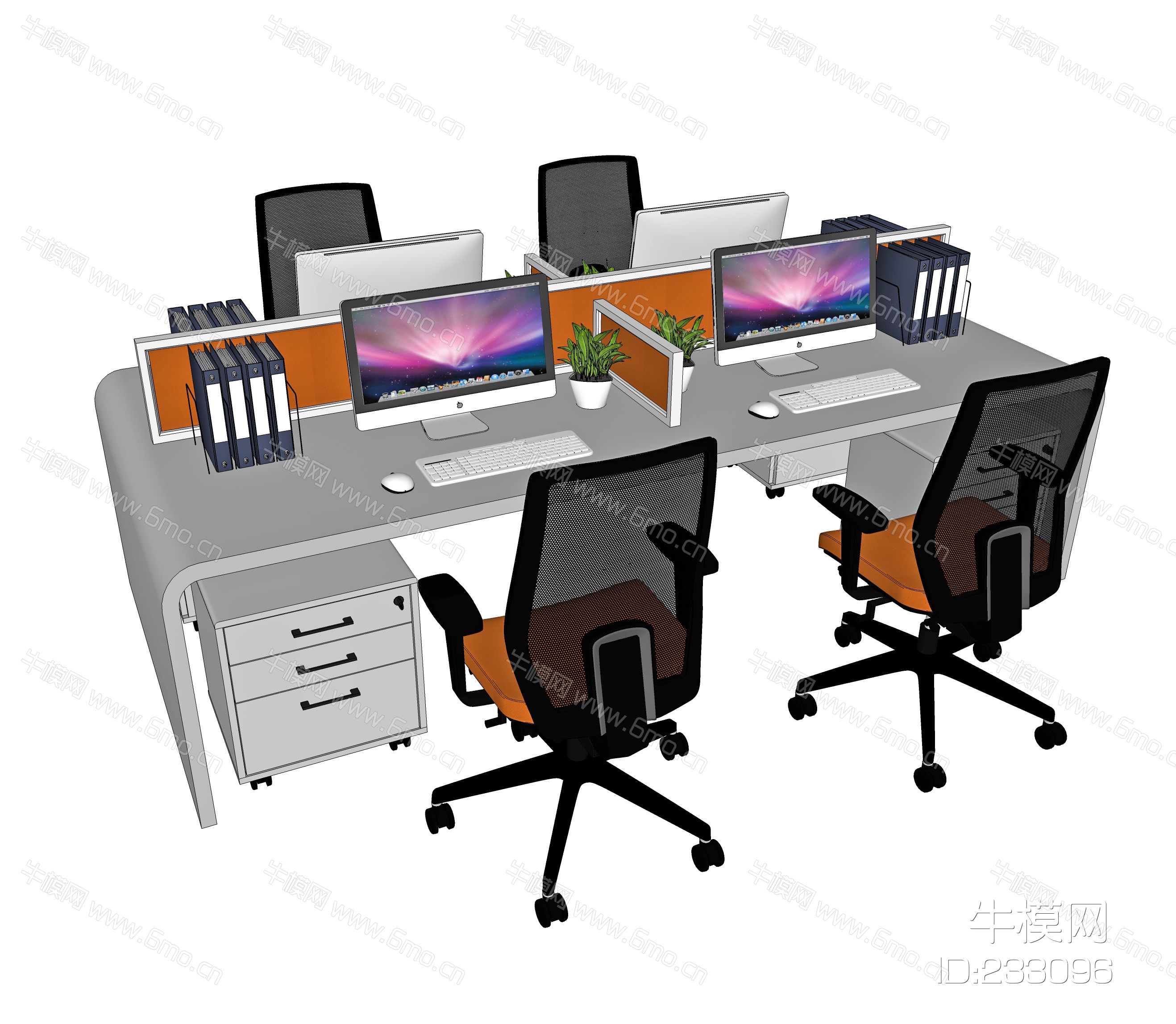 现代办公桌椅，员工位，职员桌，职员椅，工位，条形桌，办公椅，工作位