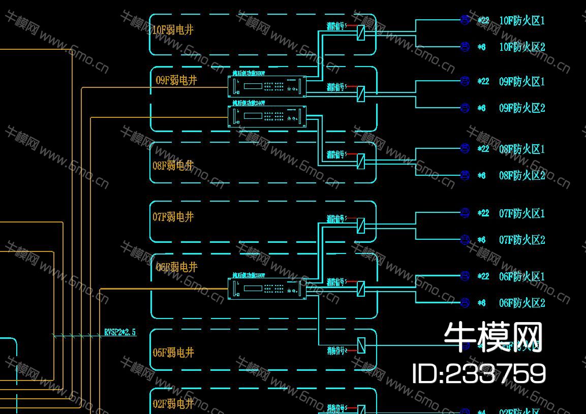 背景音乐及公共广播系统图模板CAD弱电智能化
