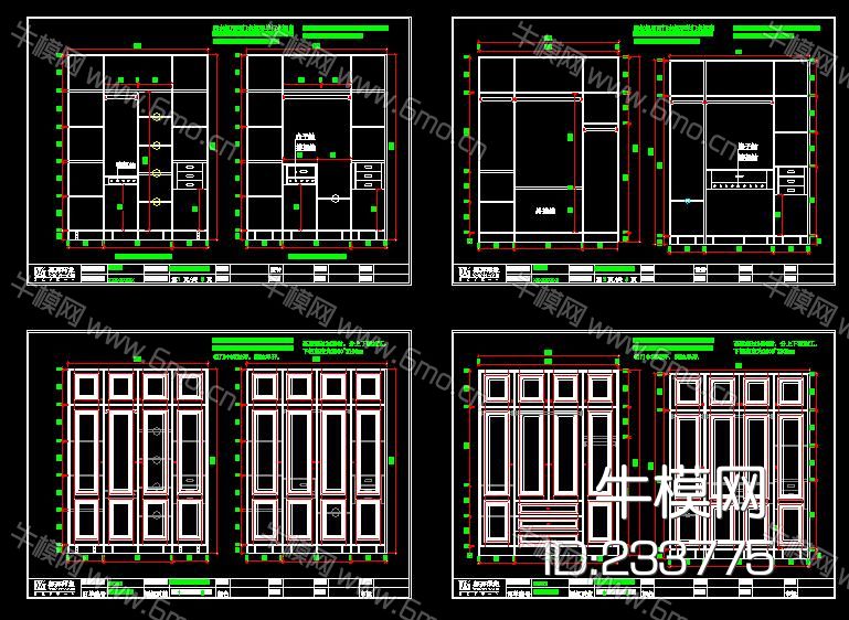 标准衣柜柜体图 CAD图库