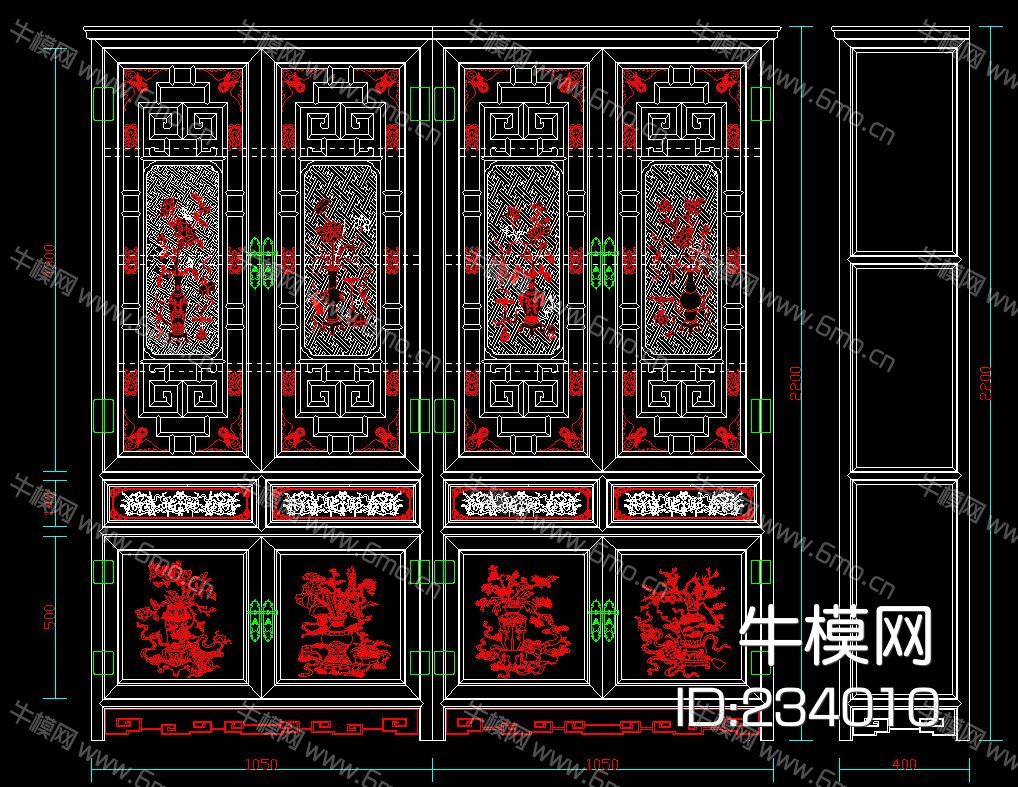 中式古典风格 书柜 博古柜 CAD图库