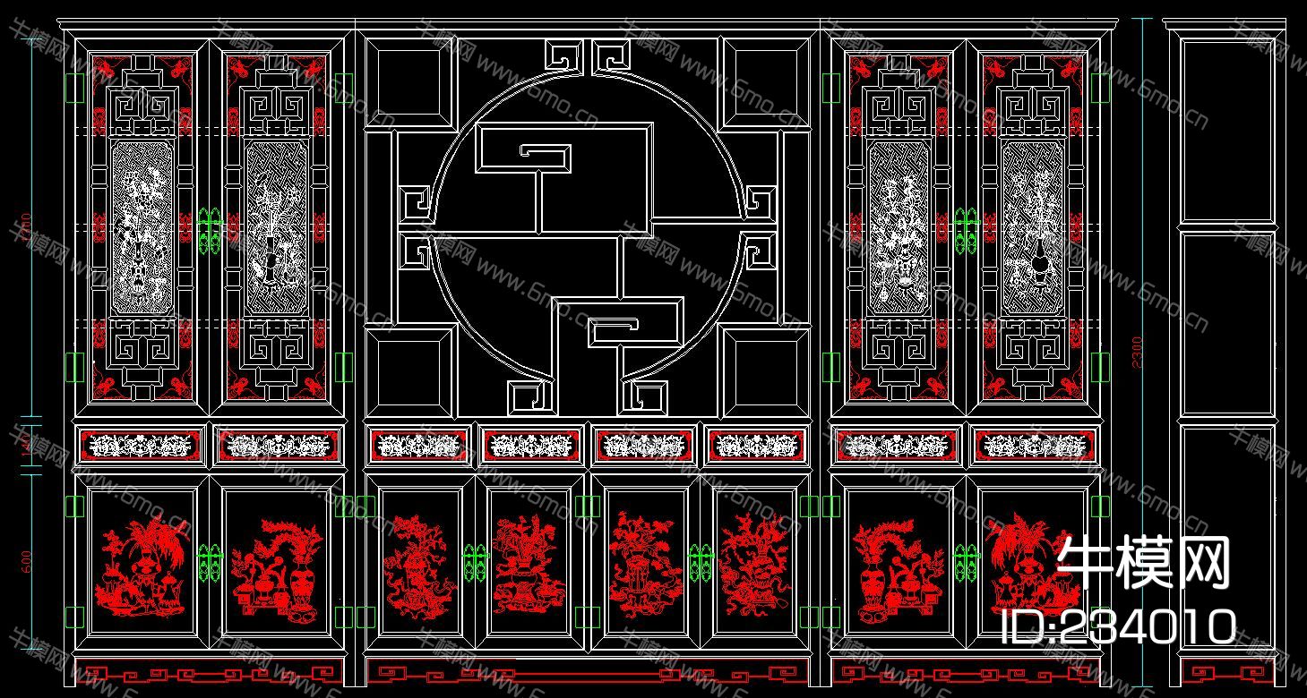 中式古典风格 书柜 博古柜 CAD图库