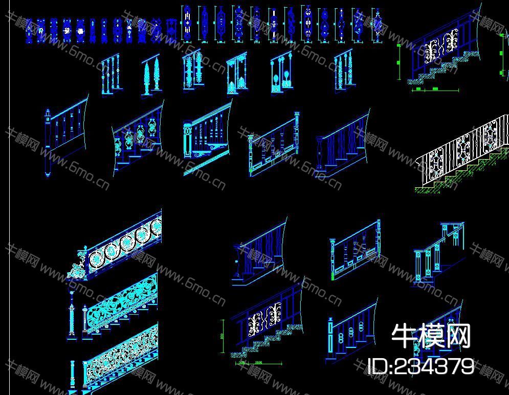欧式 中式 栏杆 扶手 CAD图库