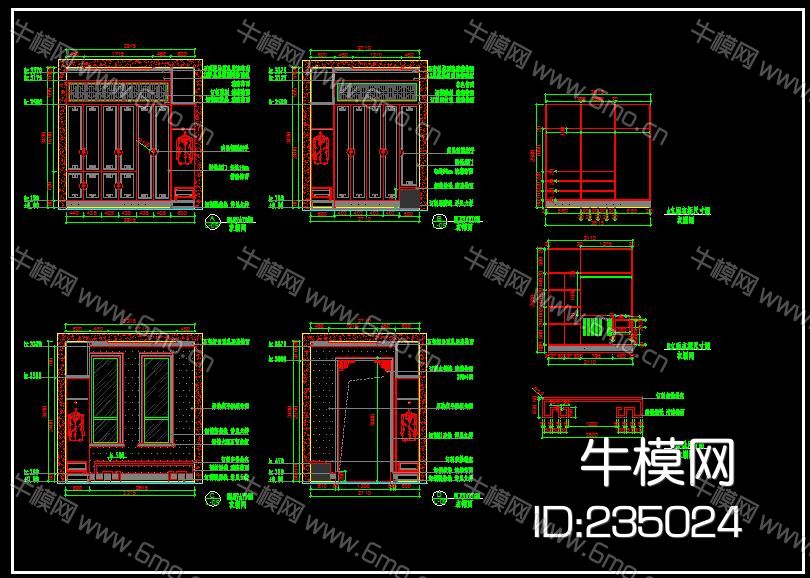 中式别墅整木墙板 CAD图库
