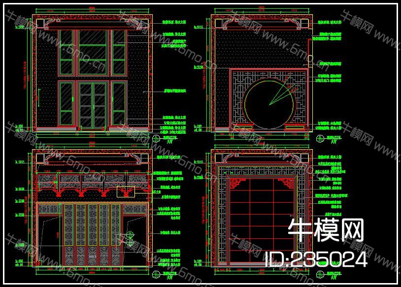 中式别墅整木墙板 CAD图库