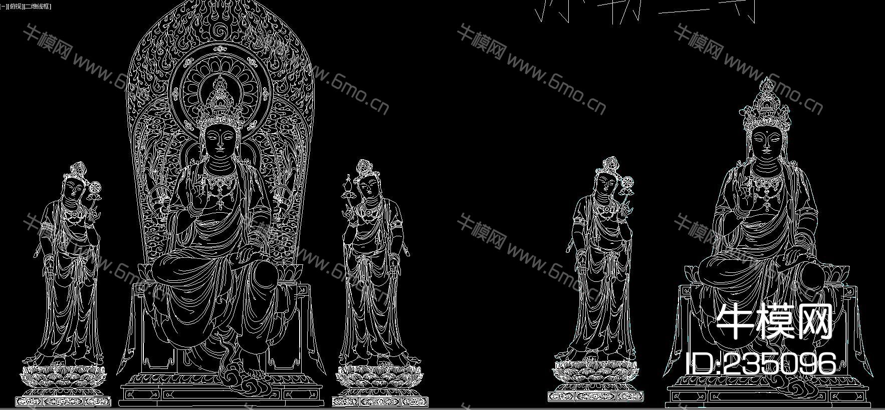寺庙石柱佛祖观音莲雕花CAD图库